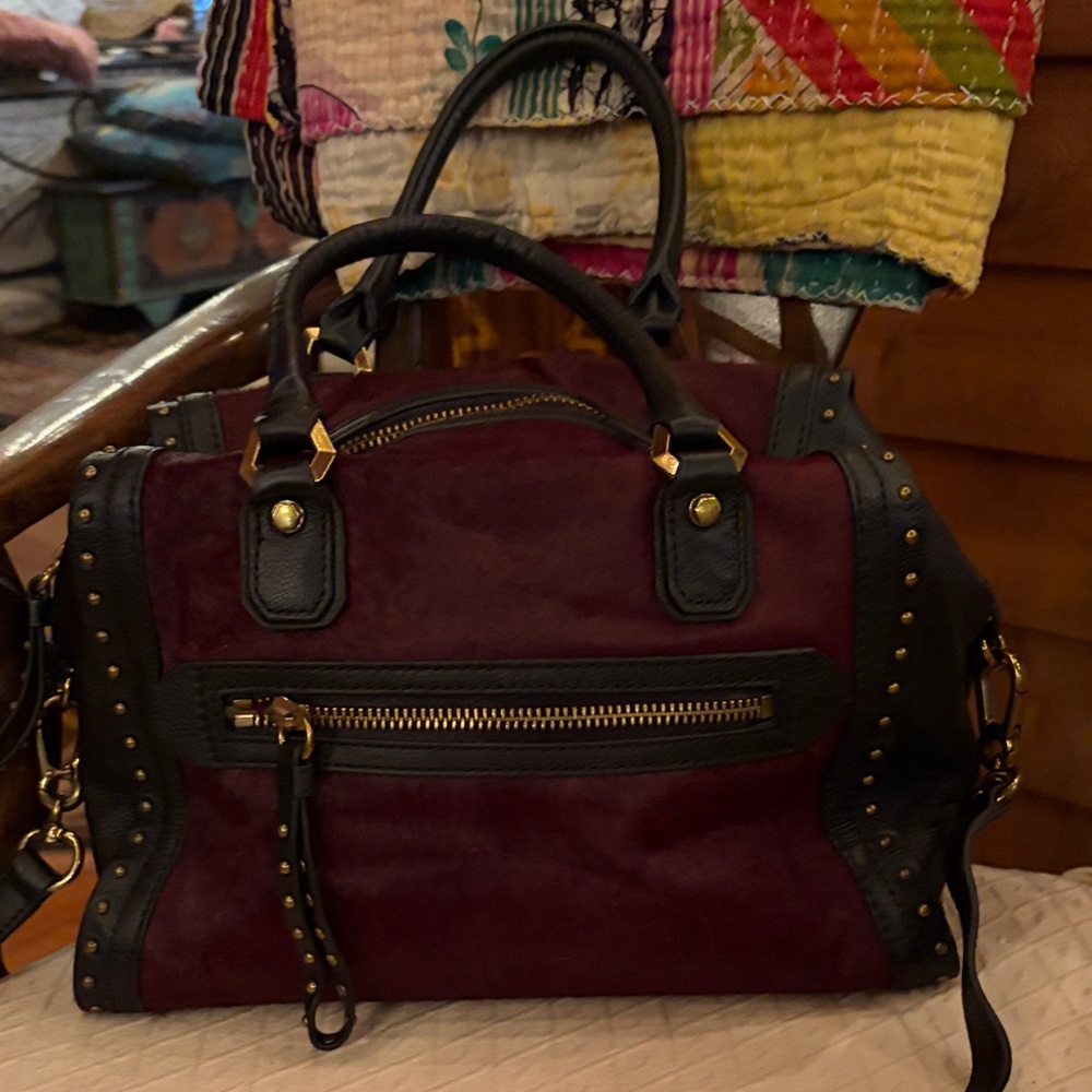 Chic Burgundy and Black Satchel